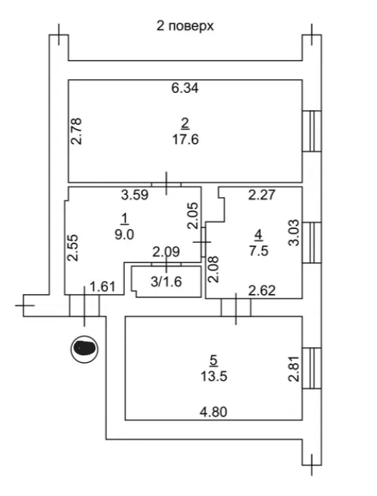 Продажа 3-комнатной квартиры 49 м², Краснослободской пер.