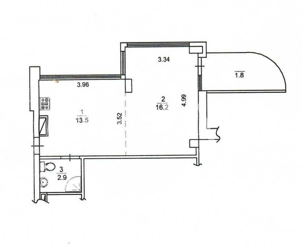 Продажа 1-комнатной квартиры 34.4 м², Каховская ул., 62А