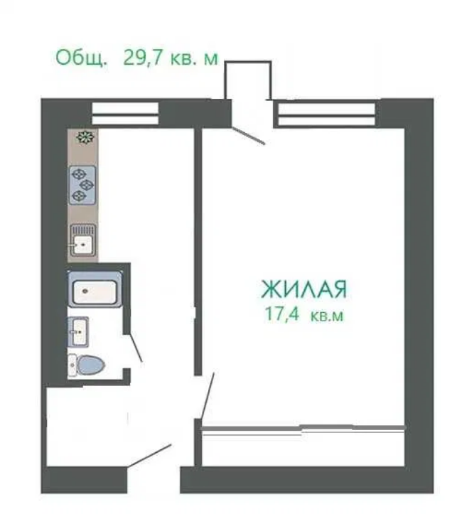 Продажа 1-комнатной квартиры 30 м², Академика Глушко просп.