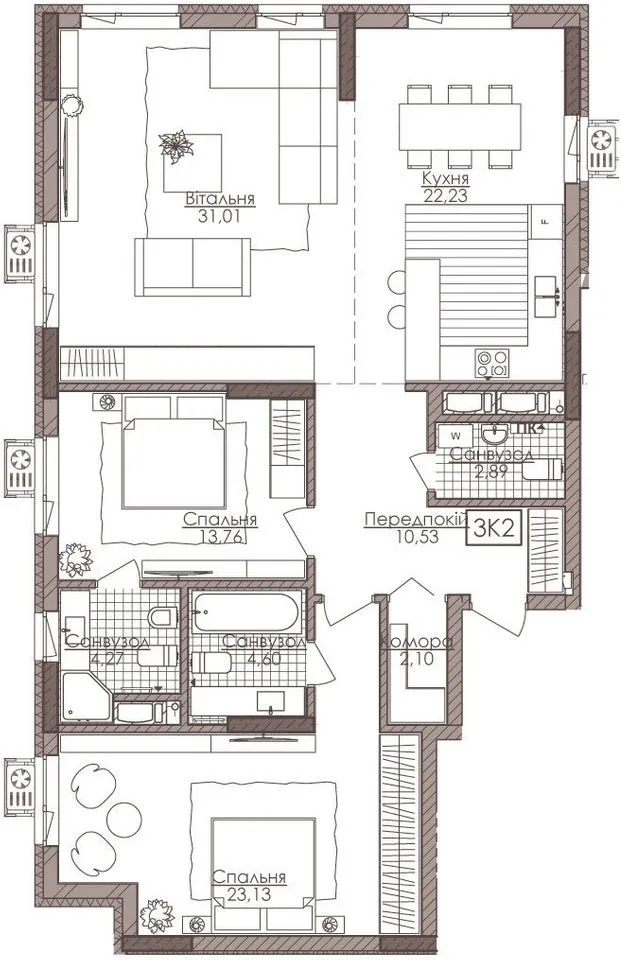 Продажа 3-комнатной квартиры 117 м², Річкоаа, 4 ЖК Камертон