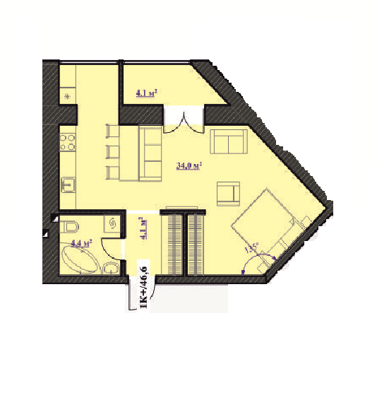 Продаж 1-кімнатної квартири 46.6 м², Петра Василишина вул., Маланюка,58