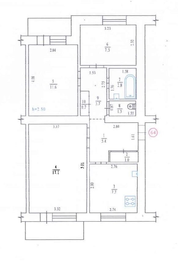 Продажа 3-комнатной квартиры 62.3 м², Спартака 16