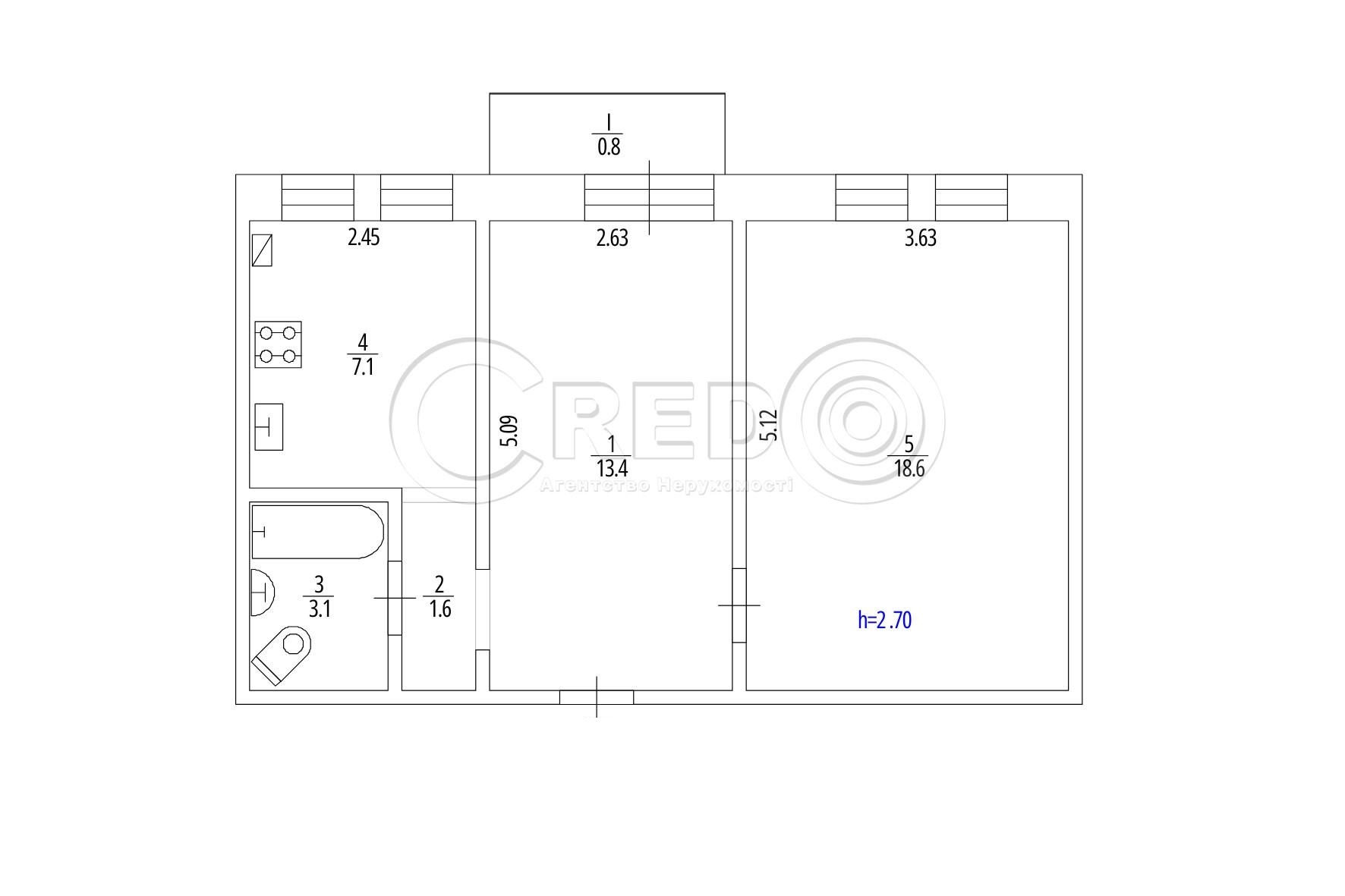 Продаж 2-кімнатної квартири 44.6 м², Паркова вул.