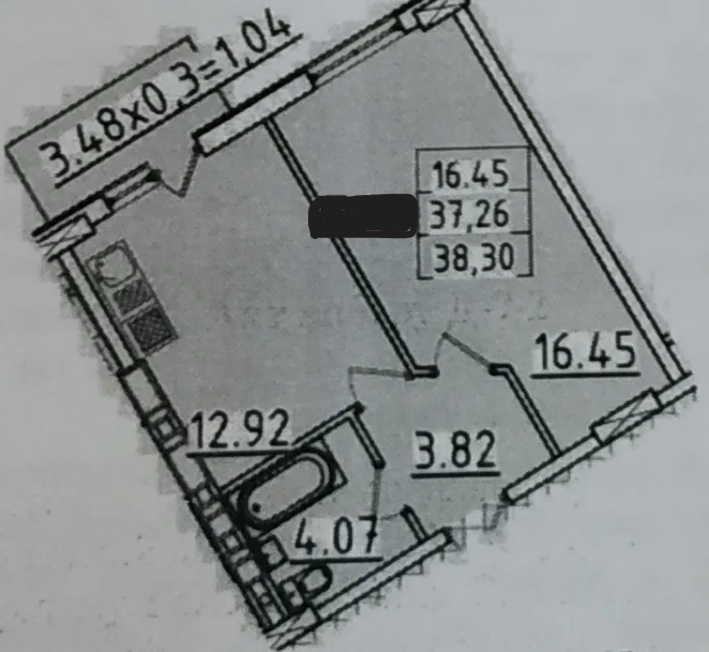 Продажа 1-комнатной квартиры 38 м², Люстдорфская дор.