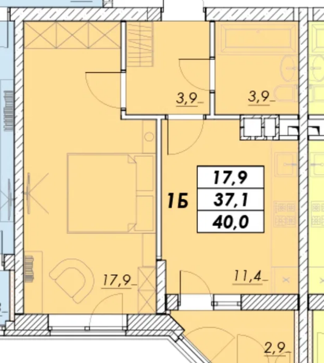 Продаж 1-кімнатної квартири 40 м², Прохоровская вул.