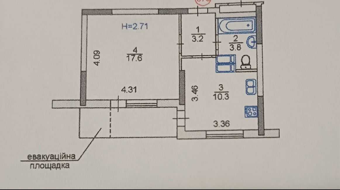 Продажа 1-комнатной квартиры 43.8 м², Елены Пчилки ул., 2Б