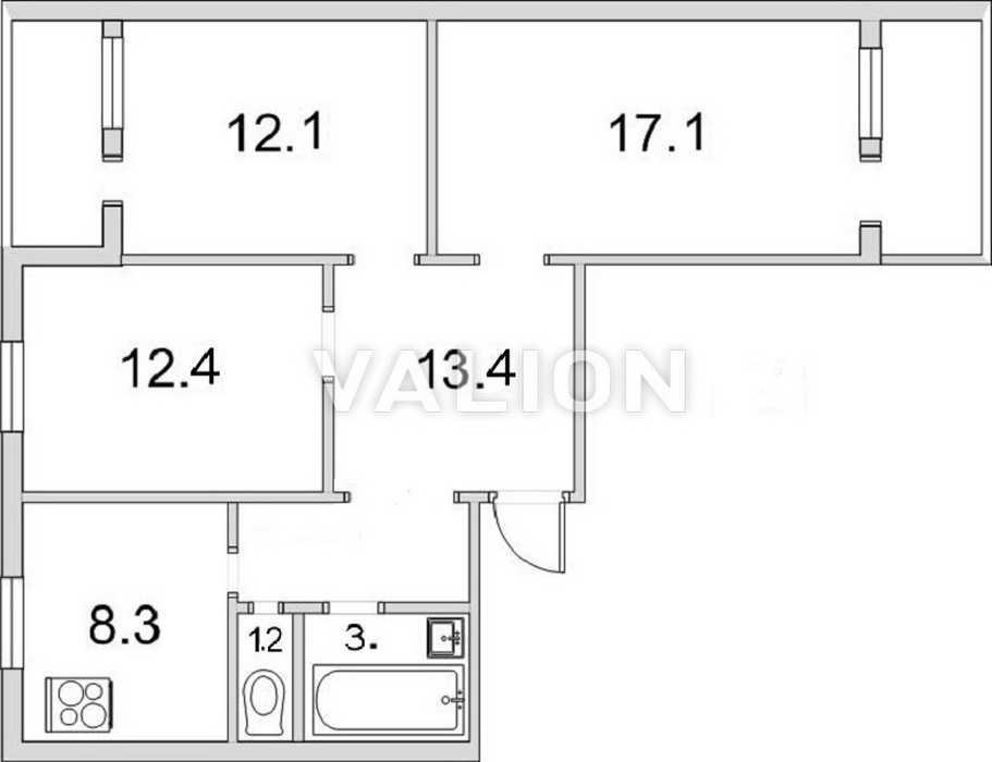 Продаж 3-кімнатної квартири 71.5 м², Харківське шосе, 154