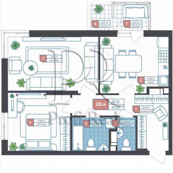 Продаж 2-кімнатної квартири 60 м², Приладний пров., 10В