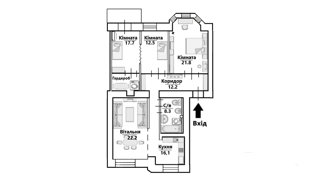 Аренда 3-комнатной квартиры 112 м², Крещатик ул., 15