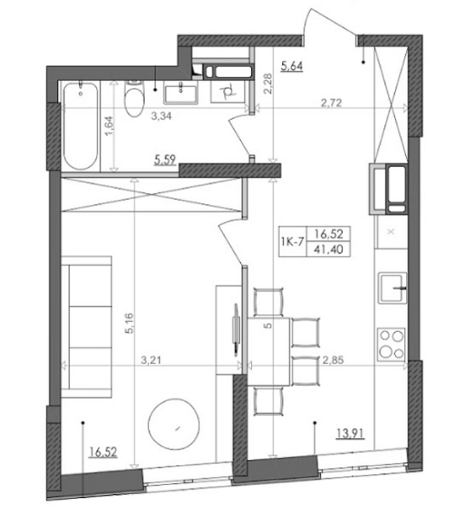 Оренда 1-кімнатної квартири 42 м², Наддніпрянське шосе