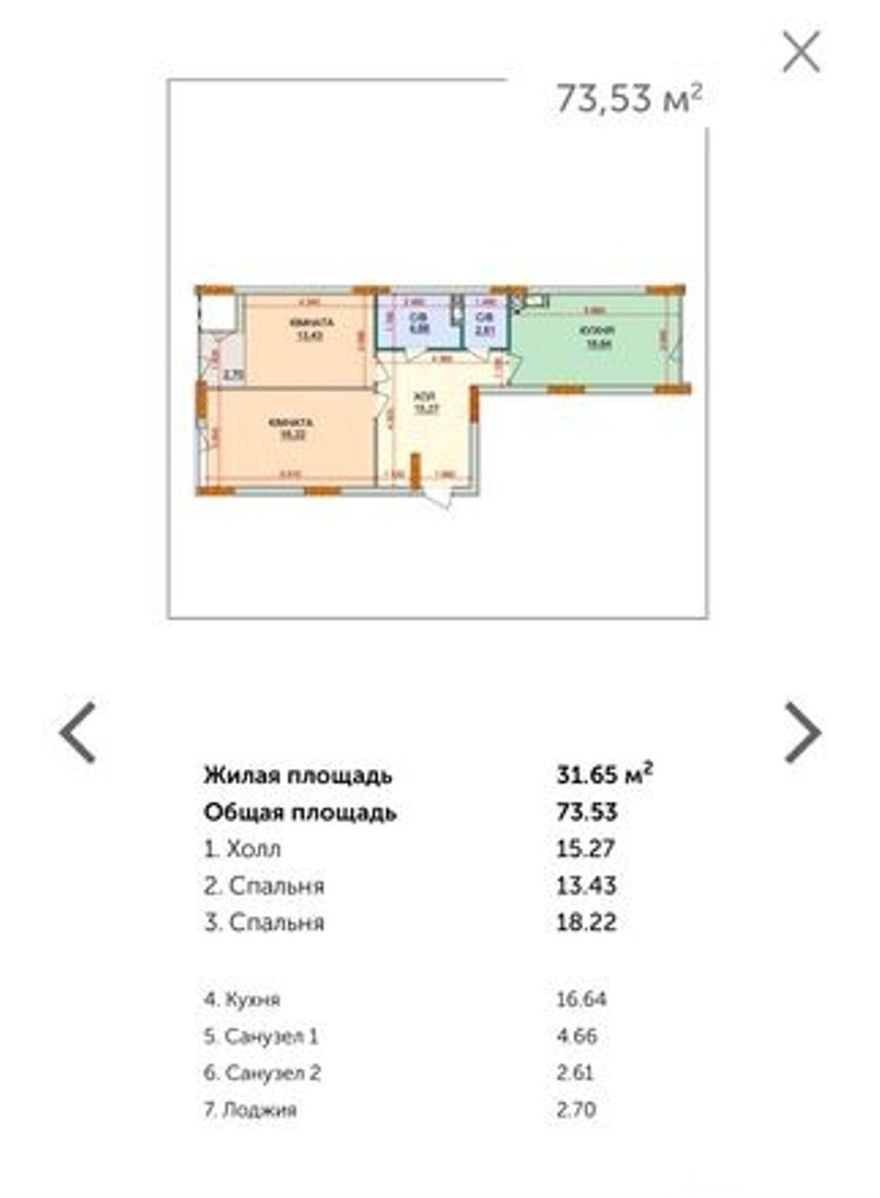 Продажа 2-комнатной квартиры 75 м², Радистов ул.