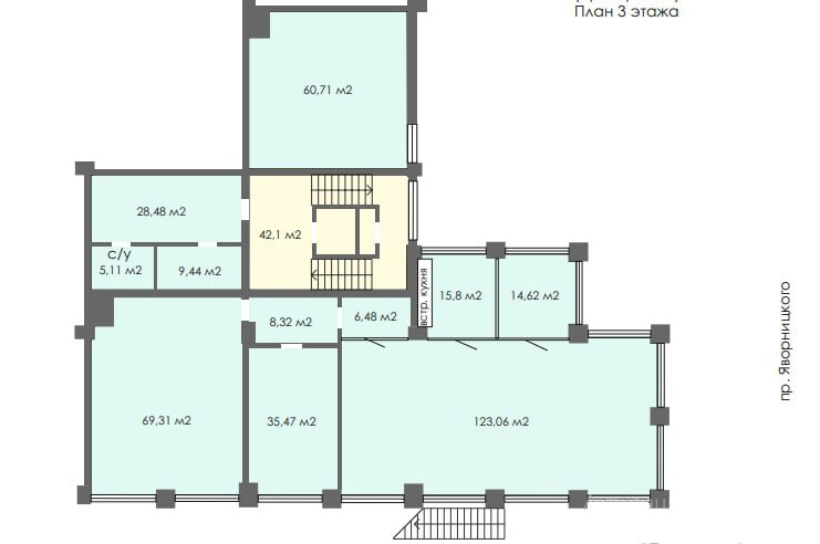 Оренда офісу 1200 м², Костомаровська вул., 3