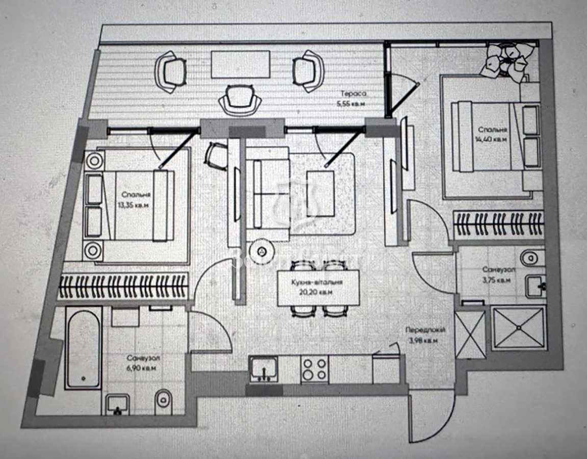 Продаж 2-кімнатної квартири 70 м², 15/45