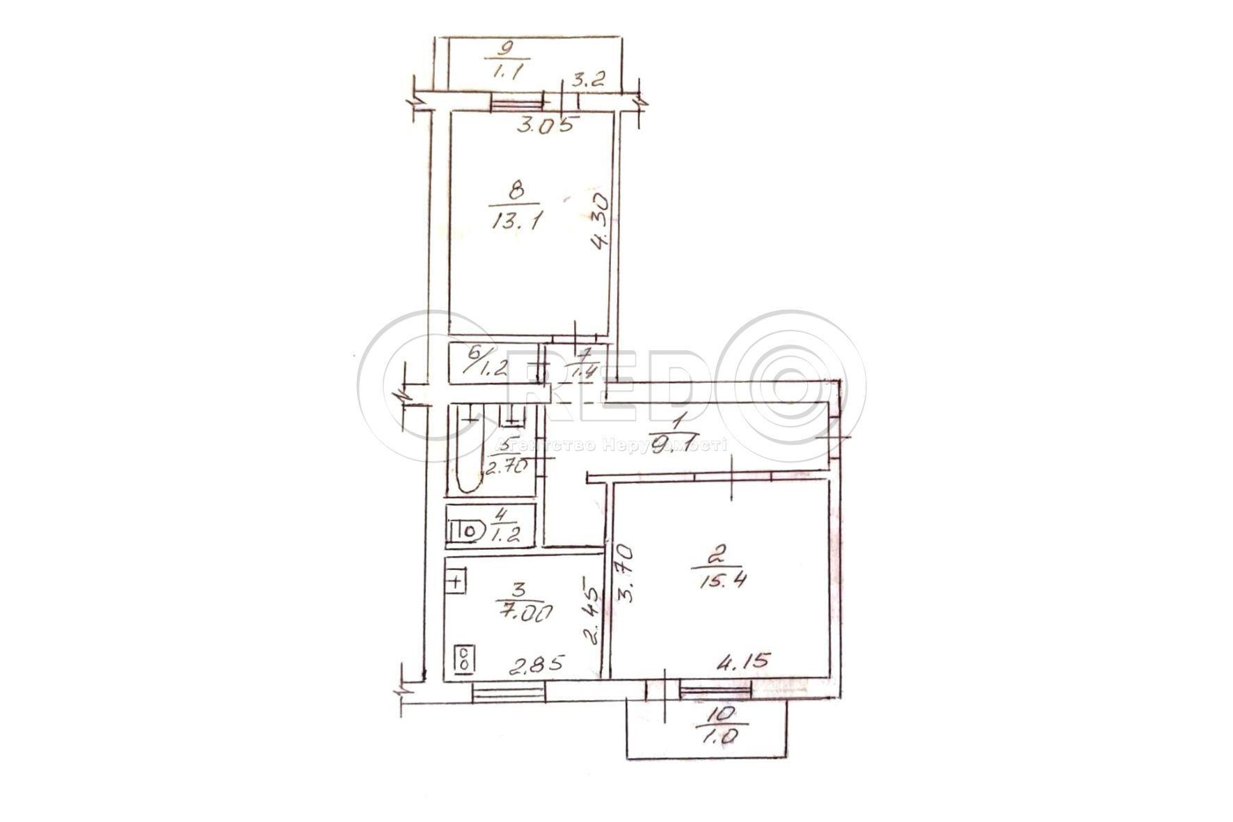 Продажа 2-комнатной квартиры 53.2 м², Военный городок-1 мкрн ул.