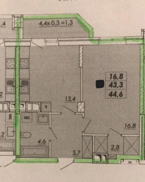 Продаж 1-кімнатної квартири 45 м², Овидиопольская дор.