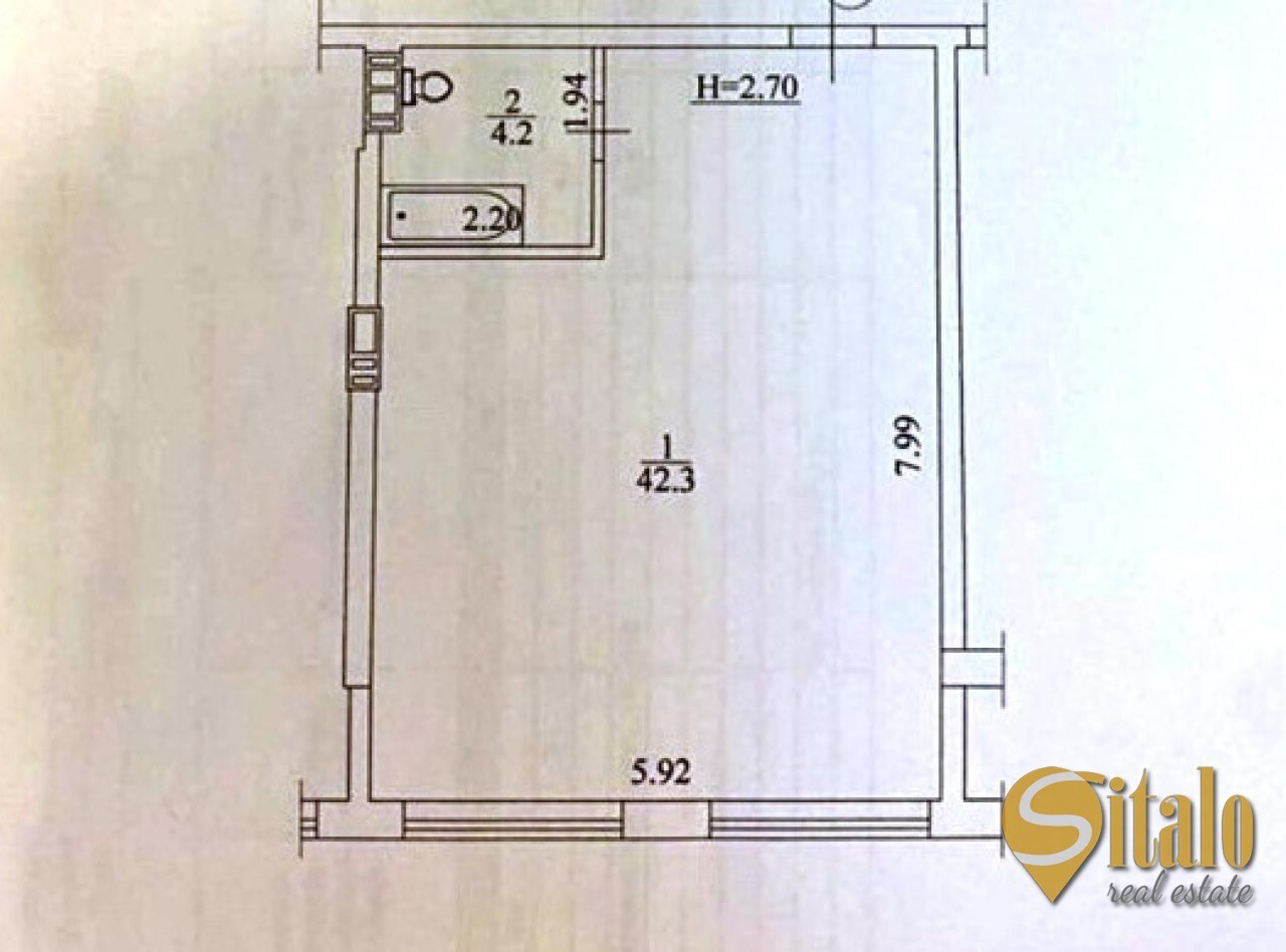 Продаж 1-кімнатної квартири 46.5 м²