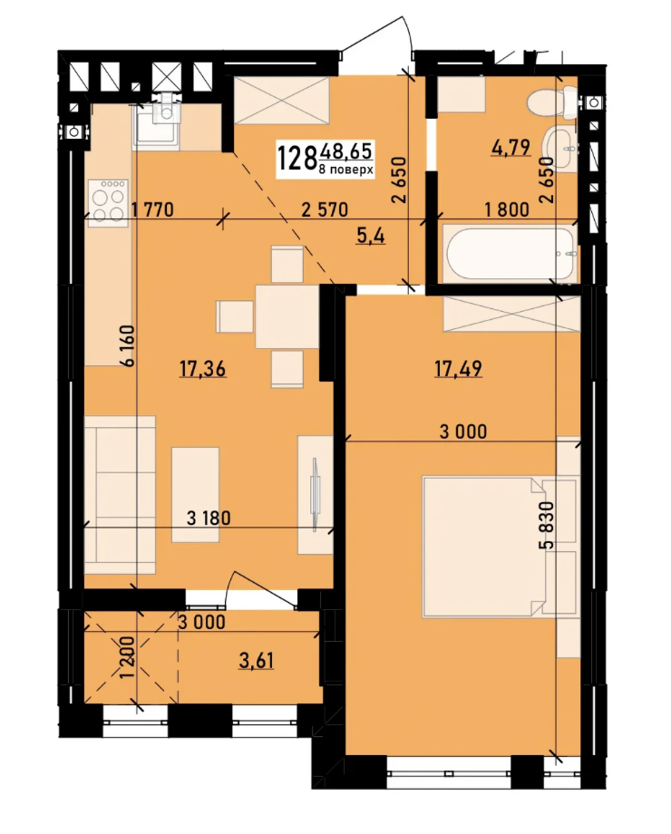 1-кімнатна 48.65 м² в ЖК Весняний від 37 810 грн/м², м. Винники