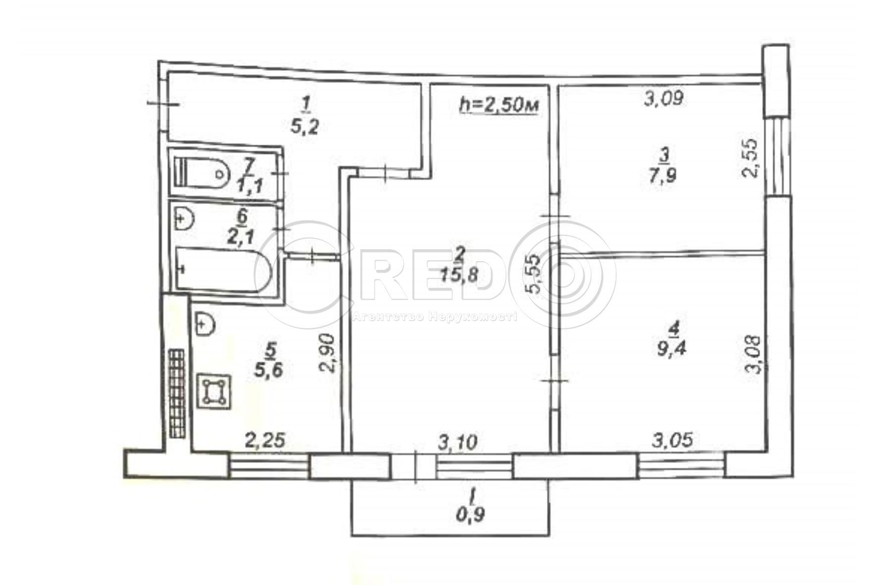 Продажа 3-комнатной квартиры 48 м², Соборности ул.