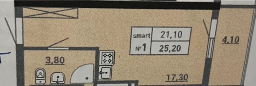 Продаж студії 25 м², Пішонівська вул.