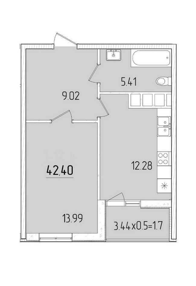 Продаж 1-кімнатної квартири 42.4 м², Краснова вул., 3