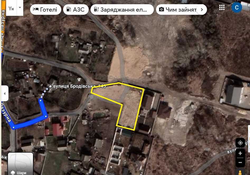 Продаж ділянки під індивідуальне житлове будівництво 13.5 соток, Бродівська вул.