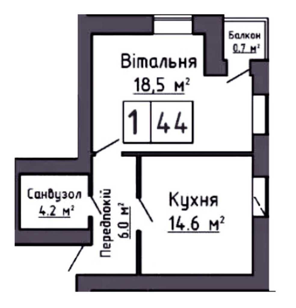 Продажа 1-комнатной квартиры 44 м², Зоряна, 8б