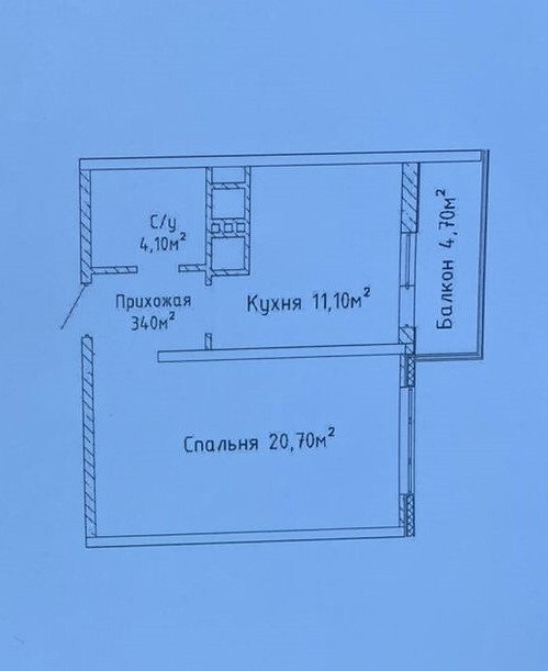 Продаж 1-кімнатної квартири 45 м²