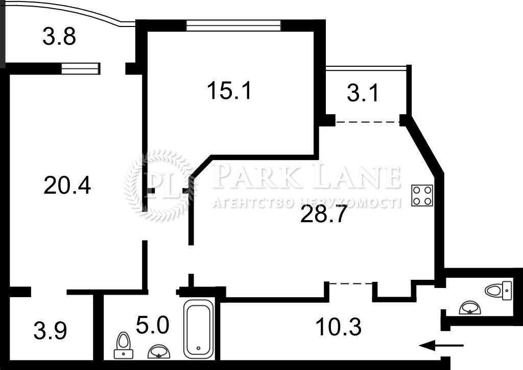 Продажа 2-комнатной квартиры 96 м², Николая Бажана просп., 1М