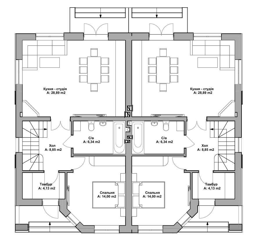 Продажа дуплекса 125 м²