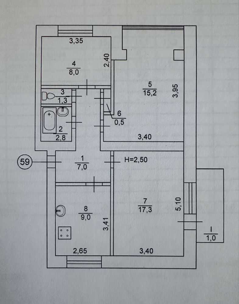 Продажа 3-комнатной квартиры 62 м², Аэродром