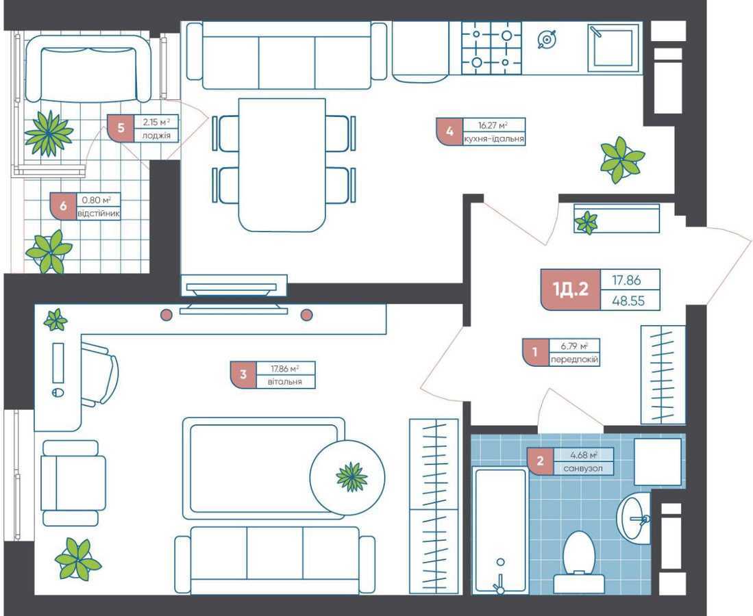 Продажа 1-комнатной квартиры 48.5 м², Приборный пер., 10а