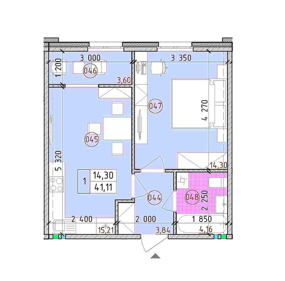 Продажа 1-комнатной квартиры 42 м², Михаила Максимовича ул.