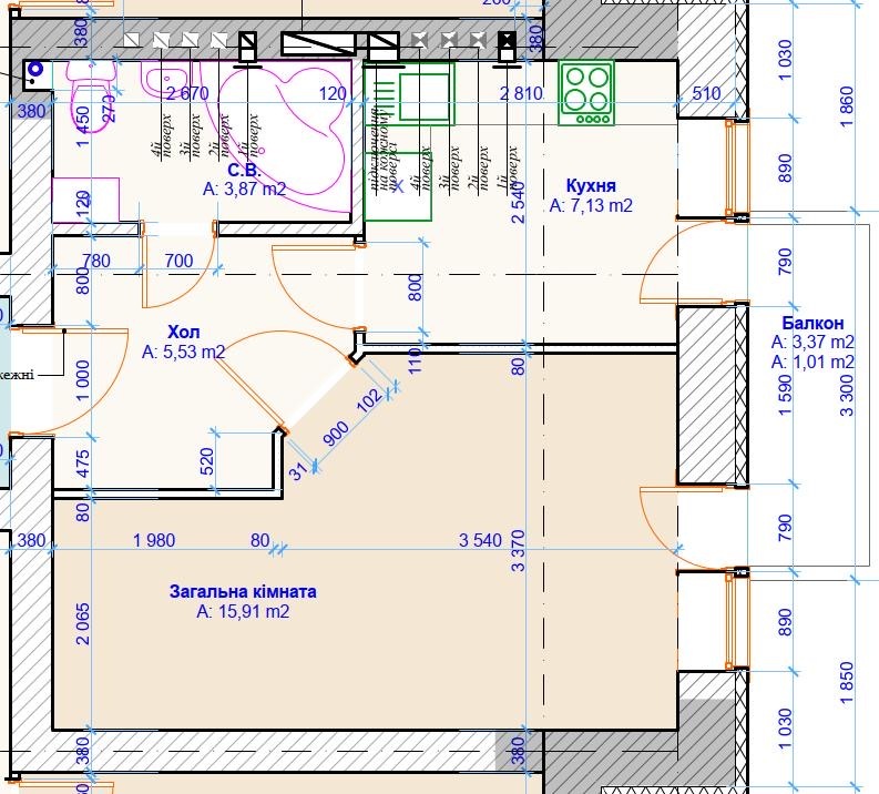 Продажа 1-комнатной квартиры 33 м²