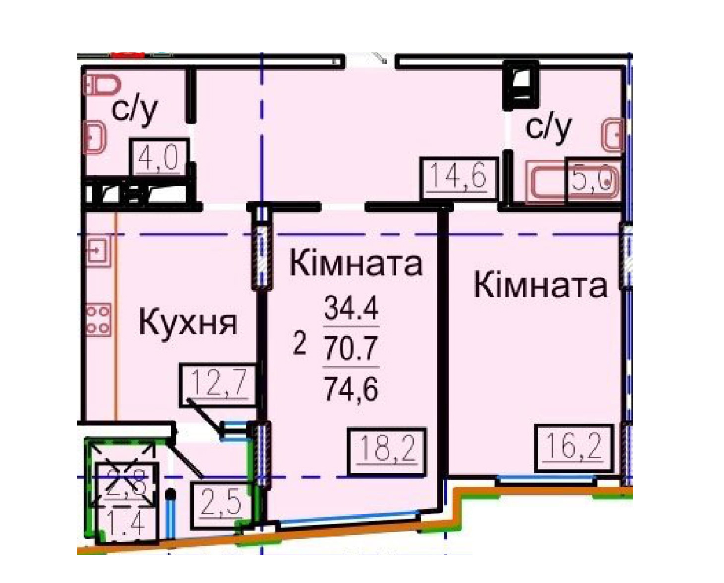 Продажа 2-комнатной квартиры 75 м², Авиационная ул., 32