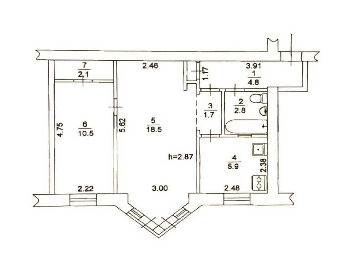 Продажа 2-комнатной квартиры 46 м², Берестейский, 7