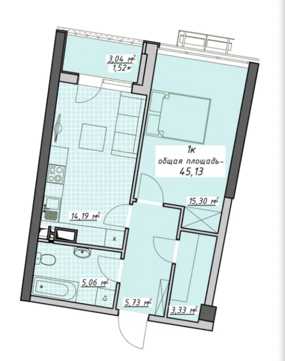 Продажа 1-комнатной квартиры 45 м², Курортный пер.