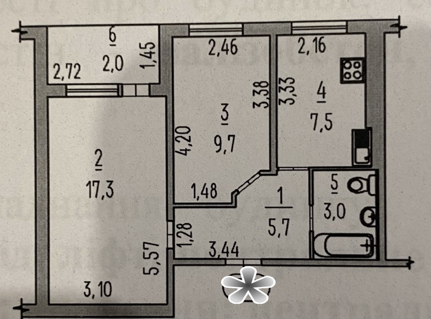 Продажа 2-комнатной квартиры 45.2 м², Киевская ул.