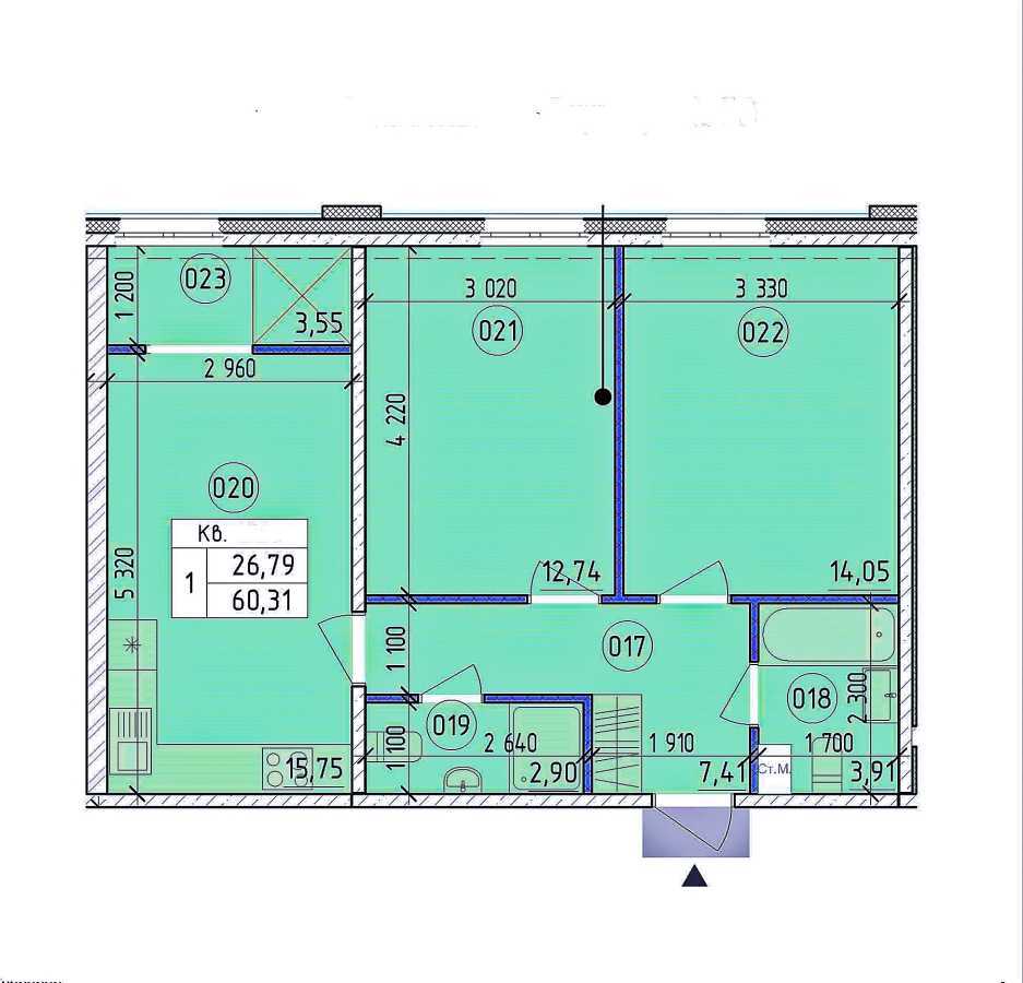 Продажа 2-комнатной квартиры 61 м², Михаила Максимовича ул., 26Б