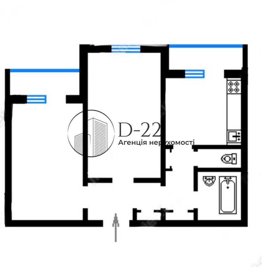 Продаж 2-кімнатної квартири 57 м², Харківське шосе, 59