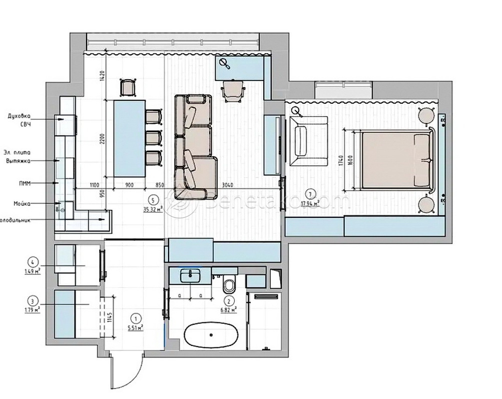 Аренда 2-комнатной квартиры 76 м², Большая Арнаутская ул., 23