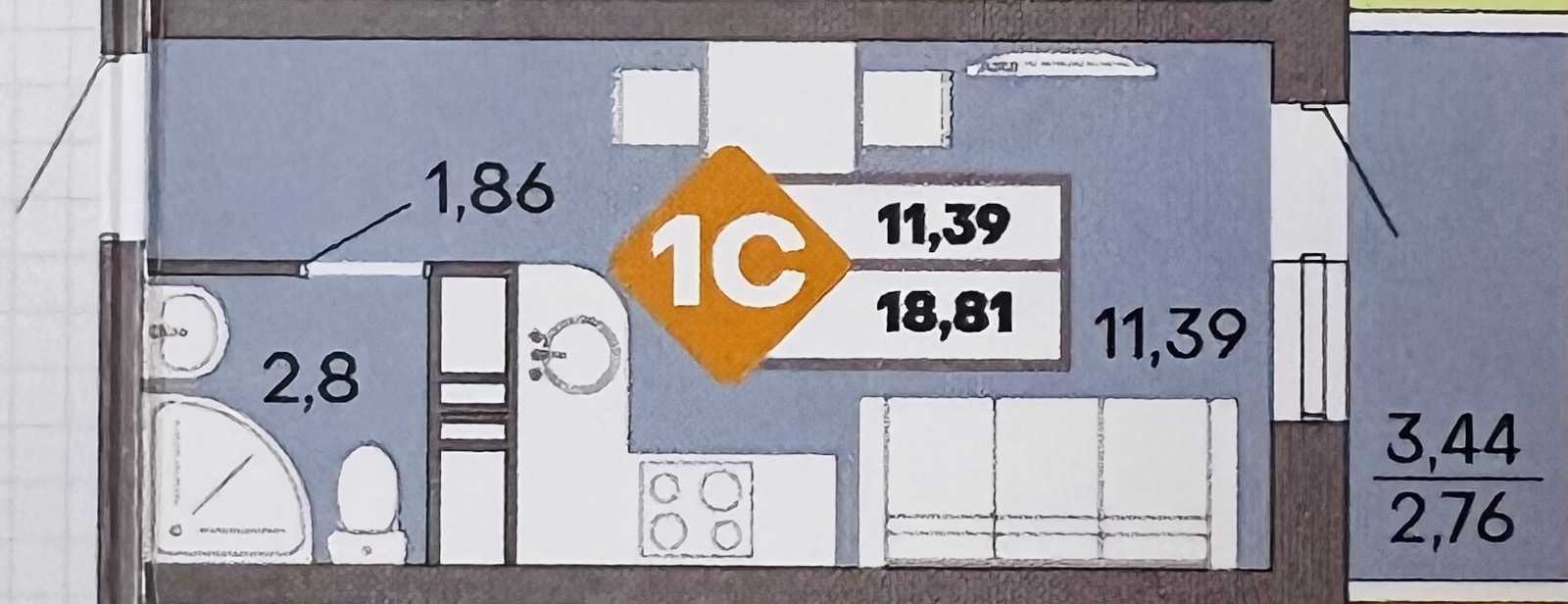 Продажа 1-комнатной квартиры 19 м², Пишоновская ул., 26/2