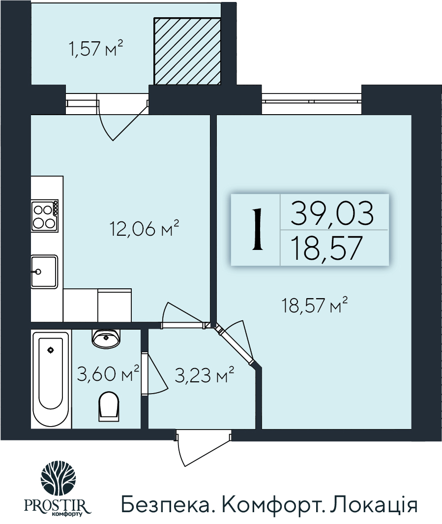 Продажа 1-комнатной квартиры 39.03 м², Евгения Коновальца ул., 1