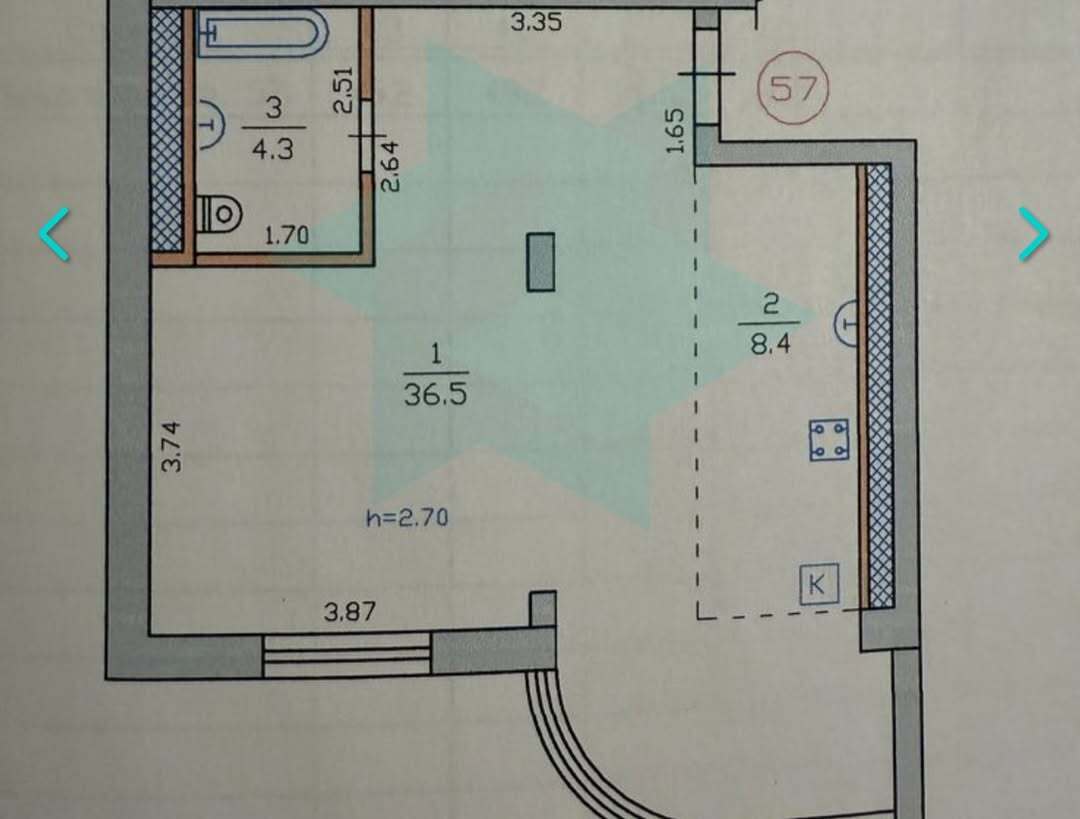 Продажа 2-комнатной квартиры 50 м², Шолохова ул.