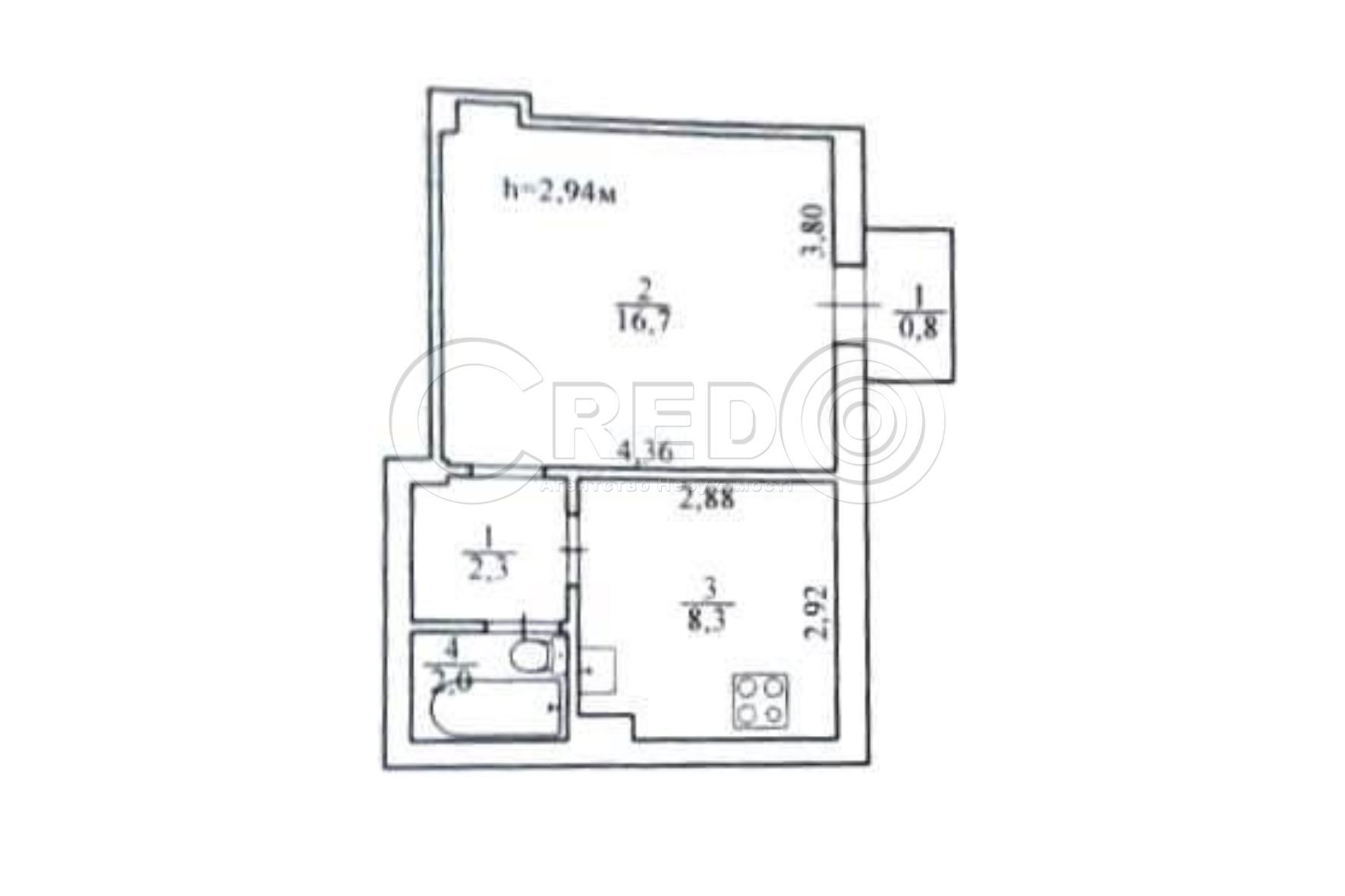 Продажа 1-комнатной квартиры 30.1 м², Соборности ул.