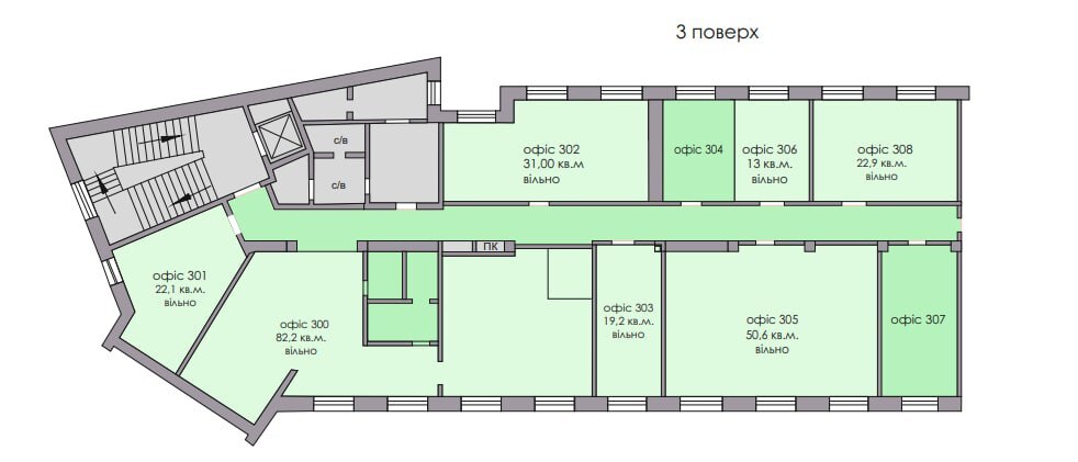 Аренда офиса 82 м², Михаила Коцюбинского ул., 1А