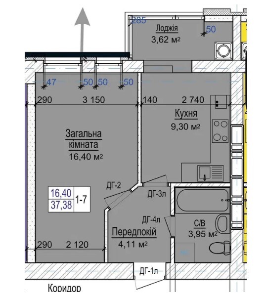 Продажа 1-комнатной квартиры 38.5 м², Героев Небесной Сотни просп.