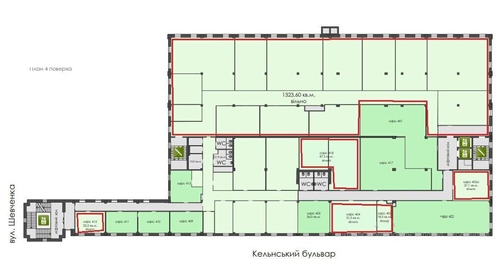 Аренда офиса 87 м², Екатеринославский бул.