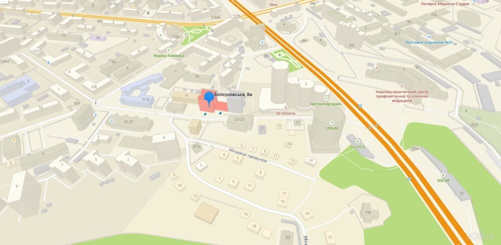 Оренда офісу 160 м², Болсуновська вул.