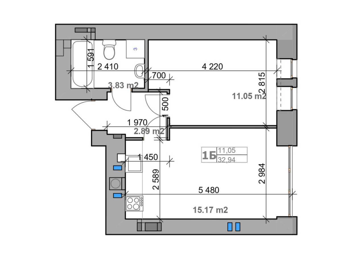 Продаж 1-кімнатної квартири 33 м², Покровська вул., 2А
