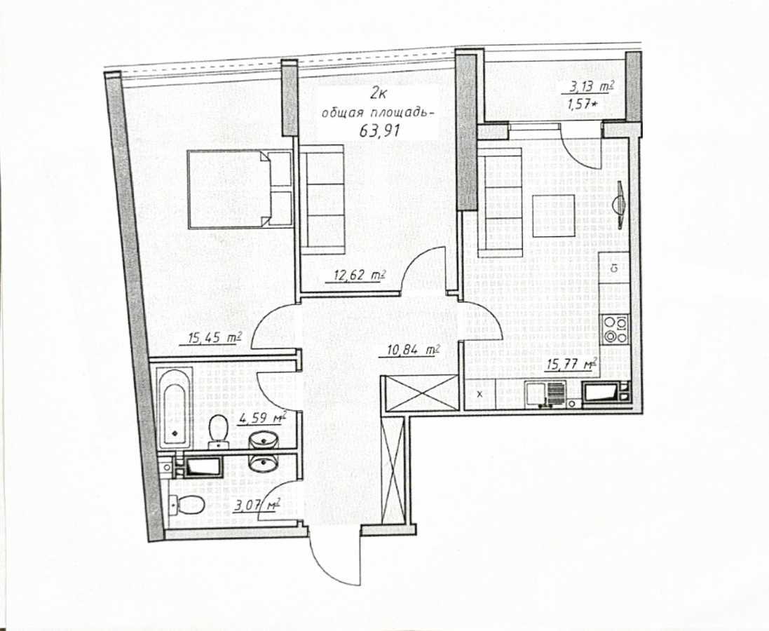 Продаж 2-кімнатної квартири 63.9 м², Курортный пров., 1/2